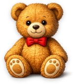 A well-loved teddy bear sitting upright on a shelf inside the Trisha & Door family memory cabinet.