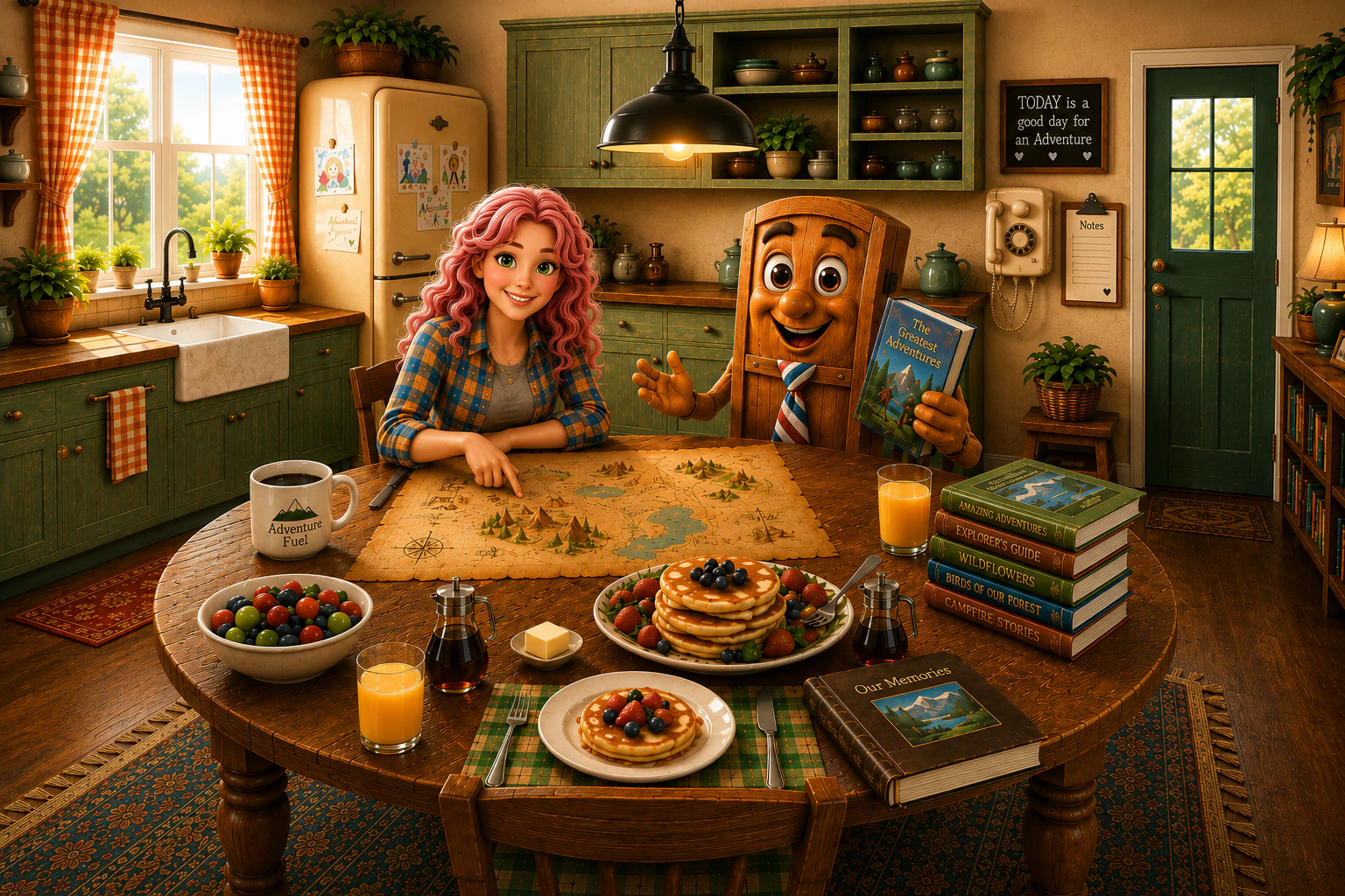 The Trisha & Door kitchen: a warm, colorful room where adventure begins at home.